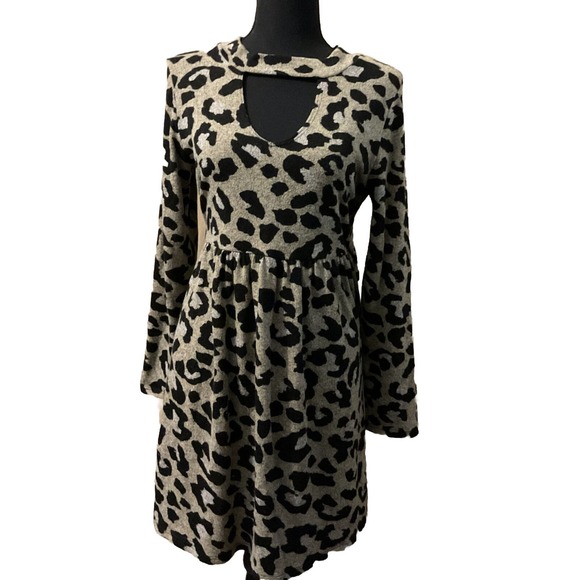 Jodifl Women's Size S Long Sleeve Polyester Blend Animal Print Long Sleeve Dress - Picture 2 of 7